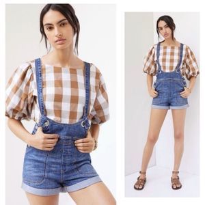 Anthropologie Pilcro Slouchy Denim Overall Shorts New NWT